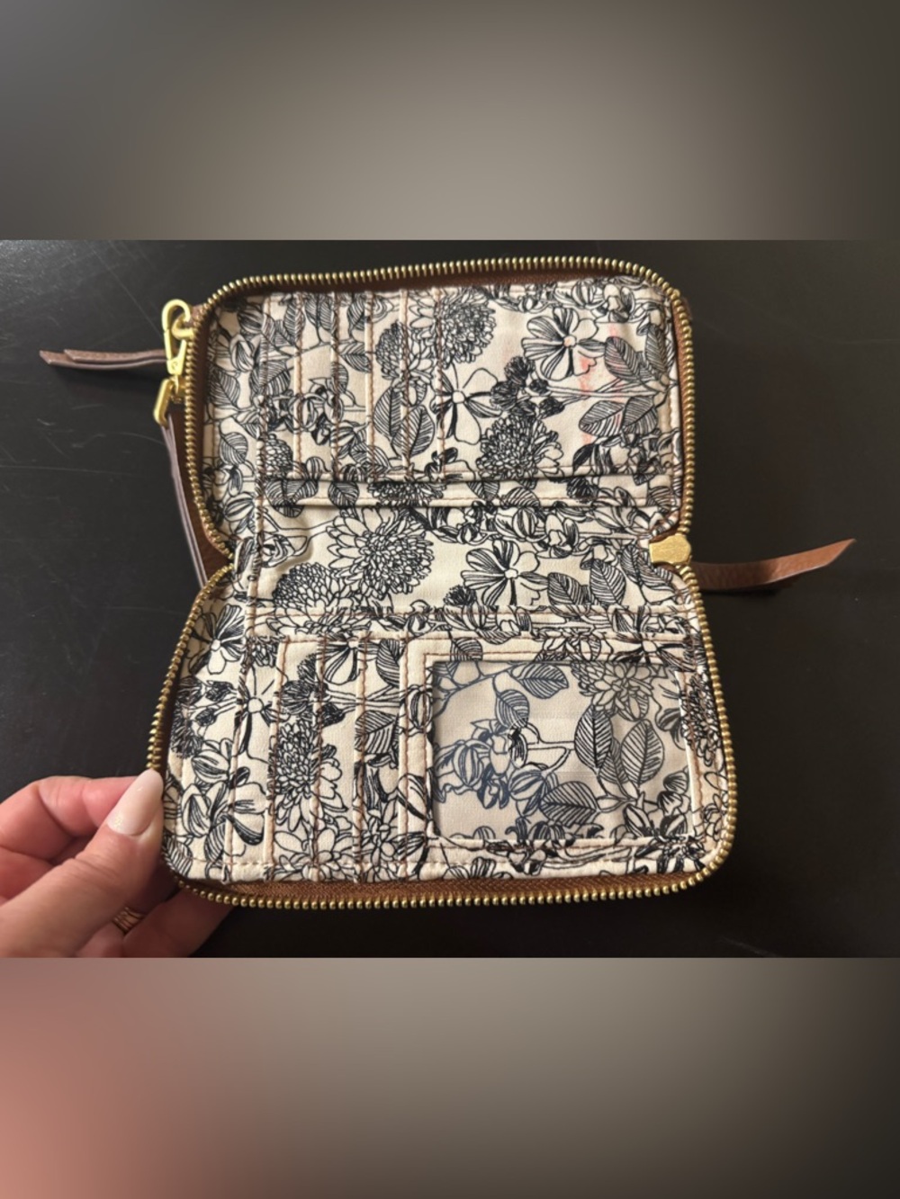 Vera Bradley Brown Leather Wristlet Wallet - Picture 4 of 9